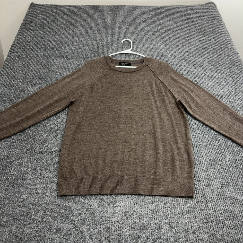 Banana‎ Republic Sweater Mens M Brown Merino Wool Crewneck Raglan Minimalist